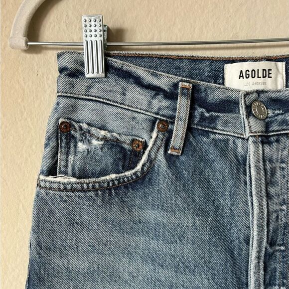 NWT Agolde Riley Blue Jeans High Rise Crop Ankle Straight Leg Size 24 - Picture 13 of 14